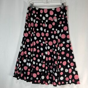 For the Republic Pink White Polka Dot Mesh Midi Skirt Black Size M NWT